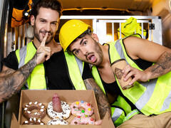 Two guys prepping to play with food and fuck