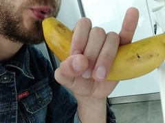 Want this banana to be your sweet treat while my mouth becomes your personal cum dispenser?