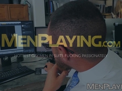 Cheeky Kike Gil kneels and blows muscular Leo Rossos big dick