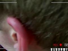 Twink films fucking his partner bareback after being sucked off