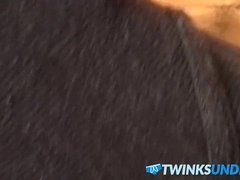 Tattooed twink wanks while wearing his favorite undies