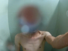Guy Strokes in the Douche with Bathing Suit / Speedo / Jizm