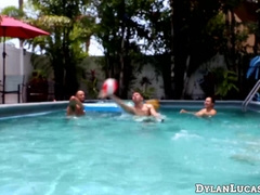 Mike and Javier leave the pool to fuck play in their shared room