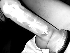 pumping cock in black and white
