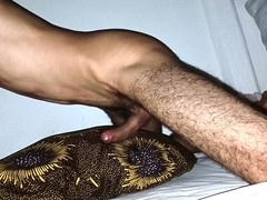 Intense guy orgasm, humping bed, guy humping