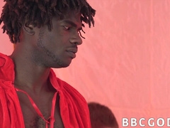 Lad barebacked harsh after drooling on big black cock