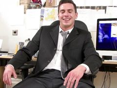 Tired from work in the office and ready to stroke a cock to