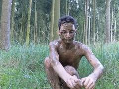 Wild boy Lazarusresult strips down nude in the forest and gets messy with mud