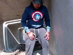 Jerked, big cock outdoor, in spanish